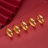 Anéis de cluster Hoyon 18k anel de cor de ouro puro para mulheres e homens casal faixas de casamento liso dourado redimensionável 999 anillos moda jóias