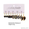 Charm Black Farterfly Heart Gold Color Dangle Earrings Set för kvinnor Vintage Akryl Pearl Hoop Earrings 2022 Trendy Jewelry Presents R231204