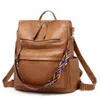 Vintage Women PU Leather Backpack High Quality Large Capacity Travel Shoulder School Bags Mochila Women Solid Crossbody Bag A1113249j