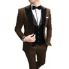 Mäns kostymer Män 3 stycken Casual Slim Fit Black Notch Lapel Vest Man Tuxedos For Wedding Party Suit (Blazer Pants)