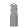 Casual Dresses Grey Sleeveless Womens 2023 Elegant Summer Midi Asymmetric Korean Fashion Classic Stylish Chic Basic