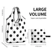 Shopping Bags Large Reusable Cute Polka Dot Grocery Recycle Foldable Eco Bag Washable Lightweight