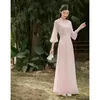 Ethnische Kleidung Modifizierter Stil Cheongsam Junges einfaches elegantes Retro-chinesisches modernes langes Qipao High-End-orientalisches Hochzeitsfest-Blumenkleid