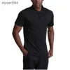 LU LU L Polo de sport pour homme, séchage rapide, anti-transpiration, haut court, manches 22, vêtements tendance