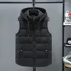 Gilets pour hommes Gilet de mode coréenne Hiver Vestes sans manches Hommes à capuche chaude 2023 Casual Outwear Chapeau détachable extérieur