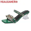 Sandalen Mode Diamant High Heels Sandalen Frauen Sommer Schuhe Elegante Frau Party Schuhe Klar Strass Quadratische Ferse Hausschuhe 6 cm 231204