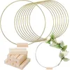 Decoração de festa 10-30cm metal aro grinalda quadro anel de fio com suporte flor guirlanda diy macrame floral para casamento sonho apanhador