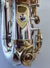 Kaluolin SHO SC-9937 Liten krökt nack Sopran Saxofon B platt högkvalitativ mässing Nickel Silver Plated Sax med munstycket CAS AAA