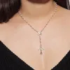Sparkly Cross Pendant Choker Necklace Long Imitation Pearl Pärled Chain Rosary Madonna Coin Halsband Pendants religiösa smycken208v