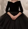 Robes de fille Robe de bal princesse noire Robe de concours pour enfants avec demi-manches élégantes pour les filles âgées de 1 à 14 ans Robe