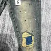 Heren jeans retro hip hop stijl paars merk persoonlijkheid gescheurde naad stof stretch broek gewassen doen oude denim broek echte po