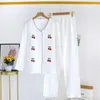Damennachtwäsche Fdfklak Nachthemd Doppelschicht Gaze Baumwolle Dessous Pyjama Anzug 2023 Frühling Langarmhose Weiche Homewear