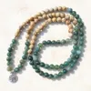 Sn1005 Moss Agat Picture Jasper 108 Mala Beads Joga Naszyjnik Drzewo życia Mala Wrap Bransoletka