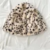 Down Coat Baby Girls Leopard Fake Fur Coats Jakcets Autumn Winter Clothes Kids Elegant Warm Children Overcoats 231202
