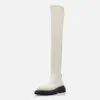 Stövlar Mumani Woman's Over-Knee äkta läder blixtlås med tunn elasticitet plattbottnad lång high-fat elastisk plattformsstövlar 231213
