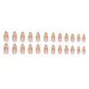 False Nails 24st Gold Glitter Full Cover French Fake Short Almond Clear Wearable Ballet Press On Manicure Nail Tips