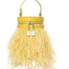 Hbp moda avestruz sacola feminina designer de inverno luxo vintage bolsa balde pena bolsa embreagem festa bolsa 2208092790
