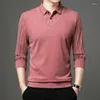 Polo da uomo Autunno Inverno 2023 Smart Casual Colletto rovesciato T-shirt a maniche lunghe Abbigliamento Bottoni moda Pullover Patchwork Top