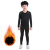 Tracksuits masculinos crianças conjunto de roupa interior térmica inverno rápido seco quente meninos meninas fitness