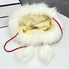 Berets Women Faux Fur Bomber Hats Winter Warm Fluffy Hat With Pom Fashion Christmas Year Fuzzy Ushanka Outdoor Accessory