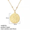 Pendant Necklaces Greek Portrait Coin Necklace For Women Collar Stainless Steel Chain Angel Gold Color Choker Fashion Jewelry Bulk Wholesale