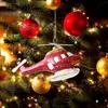 ديكورات عيد الميلاد كرة شجرة الأحمر والأبيض هليكوبتر دونات الديكور قلادة صغيرة الكريستال معلقة الثريا Navidad 2023
