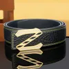 حزام جلدي للرجال المتطورة مع جلد الجاموس الأفريقي الماس المرصع بالماس Z-Letter ناعم