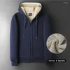 Męskie bluzy z kapturem Ożyw Sweter jesienny/zimowy jagnięcy kaszmirowy sport sportowy z pluszową i gęstą kurtką z kapturem