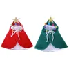 Trajes de gato Pet Christmas Costume Capa Capa com Capuz com Pompons Coloridos Decoração de Estrela Dourada