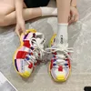 Height Increasing Shoes Fashion Mixed Colors Dad Shoes Leather Round Toe Lace-up High Top Casual Woman Height Increasing Lady Shoes Casual sports shoes 231204