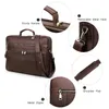 Briefcases CONTACT'S Men's Laptop Briefcase Bag Genuine Leather Handbag for 16" Laptop Vintage Shoulder bag Business Male Messenger Bags 231204