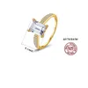 Nouveau luxe quatre griffes rectangulaire Zircon S925 bague en argent bijoux Europe mode femmes plaqué or 18 carats 3A Zircon bague pour femme fête de mariage saint valentin cadeau SPC