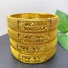 Bangle Luxury Dubai Gold Color Bangles For Women 24K Plated Indian African Bracelets Charm Wedding Ethiopian Arabic Hand Jewelry 231204