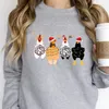 Sweat à capuche pour femmes, pull de noël avec poulets amusants, chemise d'animaux, chemises de pays d'agriculteur mignonnes, cadeau de ferme