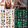 Party Decoration 10pcs/Set Children'S Cartoon Night Glow Halloween Tattoo Stickers ChrismasParty Activities Holiday Gatherings Temporary