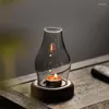 Kerzenhalter, transparenter Glashalter, chinesischer Bambus, Teestube, Tischdekoration, winddichte Lampe
