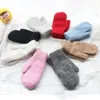 Cinq doigts gants 1 paire femmes hiver garder au chaud en peluche élasticité douce mitaines complètes imitation fourrure de lapin tricoté filles mode 231204