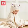 Towels Robes AIBEDILA born Bath Towel for Baby Pure Cotton Cape Bathrobe With Hood Robe Children's Bathrobes Baby Products Born Shower 231204