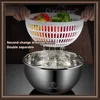 Water Bottles Vegetables Salad Spinner Stainless Steel Manual Vegetable Fruit Dryer Drainer Lettuce Washing Centrifuge Dehydrator Kitchen Tool y231204