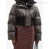 2023 Dames Down Parka Custom Fashion Zwart Cropped Woolblend Getrimd Highneck Gewatteerde Jas Dames Korte Puffer 220930