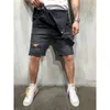 Men's Jeans Suspender Denim Romper Ripped Spring Autumn 2023 Shorts Vintage Pocket Straight-Leg Playsuits