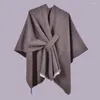 Écharpes Cape surdimensionnée élégante femme double face irrégulière ouverte avant manches chauve-souris cardigan chaud hiver châle enveloppe poncho décontracté