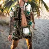 Men's Tracksuits 2023 Summer Beach Men Hawaiian Shirt Set 2 Piece Outfit Button Up Shirts Daily Printed Vacation