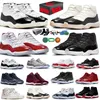 Met Box 11 basketbalschoenen heren dames 11S Cherry Gratitude Cool Cement Grey Concord Bred Gamma Blue Midnight Navy DMP Space Jam Anniversary Trainers Sportschoenen