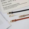 Bälten enkla kvinnor tunna bälte faux läder midja guld metall spänne rem strap solid smal klänning jeans dekorativ midjeband