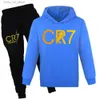 Conjuntos de roupas CR7 Series Roupas Crianças Outono Conjunto Com Capuz Meninos Portugal Futebol 7 Tracksuit Sportswear Hoodies Pant Costume Children's Clothing T231204