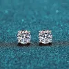 Stud Classic Silver F Color Moissanite VVS Fine Jewelry Diamond Earring med Certificate for Women GiftStud256w