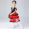 Bühnenkleidung Ballettrock Rot Schwarz Giselle Langes Kleid Prinzessin Weicher Tüll Performance Kostüm Tutu Professionell