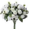 Couronnes de fleurs décoratives 10 têtes fleur artificielle soie rose blanc feuilles d'eucalyptus pivoine bouquet faux pour table de mariage vase de fête décor à la maison 231202