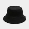 Ampla borda chapéus balde reversível faux fur chapéu mulheres inverno cordeiro lã lã boné corduroy pescador protetor solar panamá bonés 231204